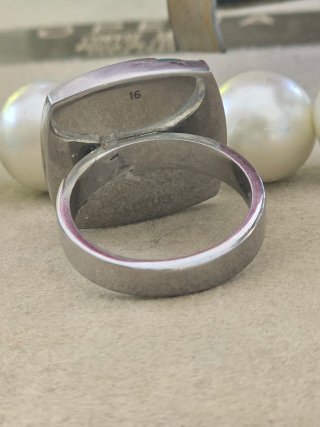 Anillo Vintage Plateado y Verde