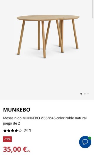 Conjunto mesas nido madera