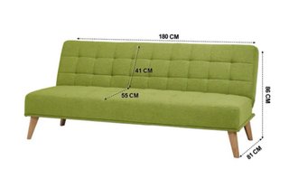 Sofá cama 2 plazas gris patas madera