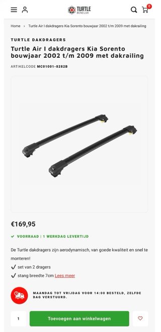 Barras de techo TURTLE AIR 1 Kia Sorento I