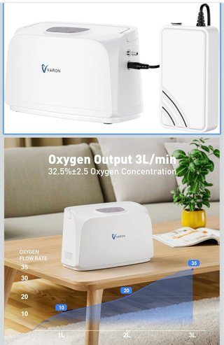 Concentrador de Oxígeno Portátil VARON Blanco