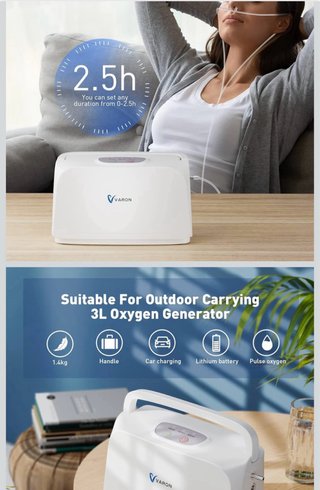 Concentrador de Oxígeno Portátil VARON Blanco