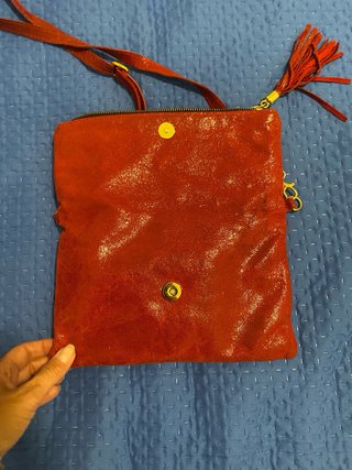Borsetta vera pelle rossa con zip