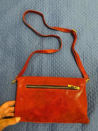 Borsetta vera pelle rossa con zip