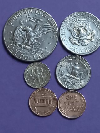 Monedas antiguas: Eisenhower, Kennedy, Dime, Penny