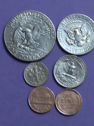 Monedas antiguas: Eisenhower, Kennedy, Dime, Penny