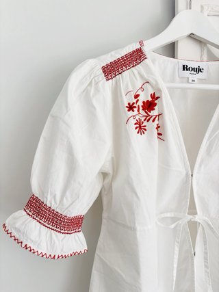Blusa Rouje bordada blanca y roja talla 38