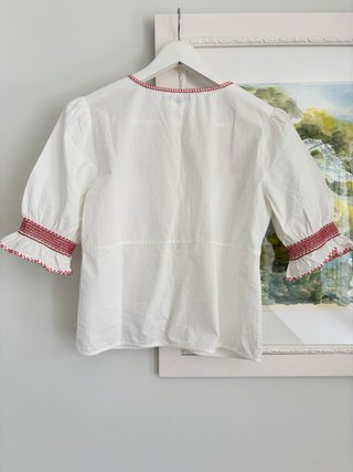 Blusa Rouje bordada blanca y roja talla 38