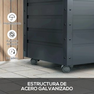 Baúl Almacenaje Exterior Acero Galvanizado Gris
