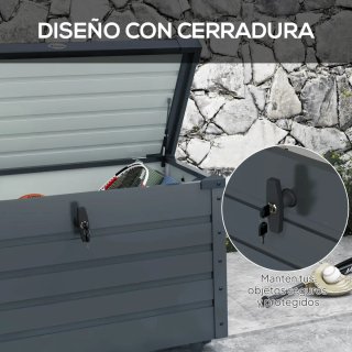 Baúl Almacenaje Exterior Acero Galvanizado Gris