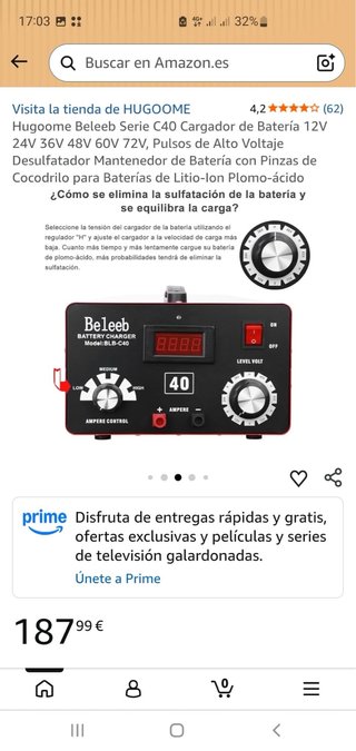 Cargador Batería Beleeb Serie C40 12V-72V