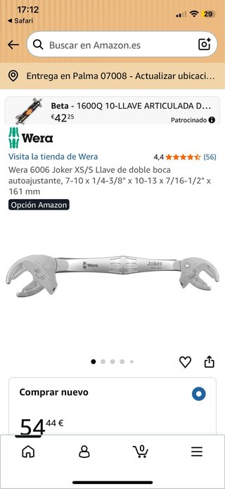 Llave Wera Joker XS/S articulada