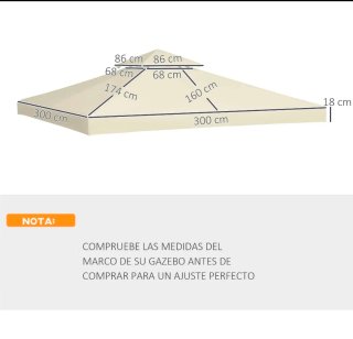 Techo de Repuesto para Cenador 3x3m Beige