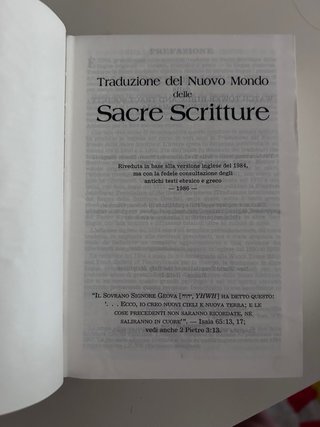 Traduzione del Nuovo Mondo delle Sacre Scritture
