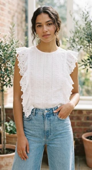 Blusa Zara bordados volantes