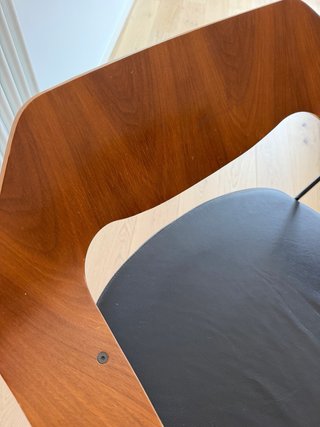 Silla Vintage Madera, Cuero y Metal