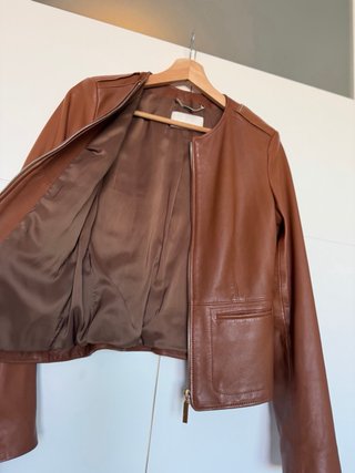 Chaqueta de piel Hugo Boss marrón
