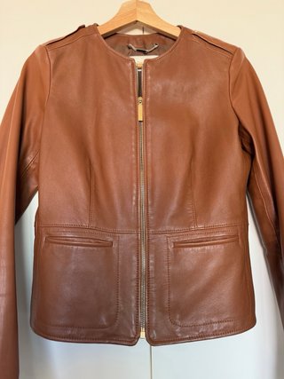 Chaqueta de piel Hugo Boss marrón