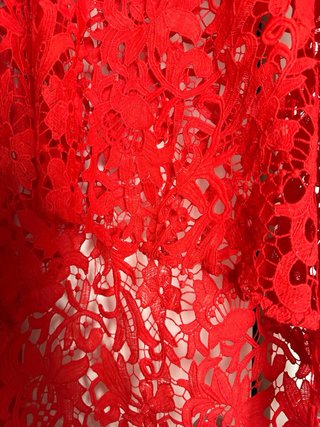 Blusón crochet asimétrico rojo talla única