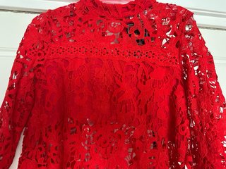 Blusón crochet asimétrico rojo talla única