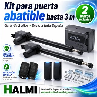Kit motor puerta abatible hasta 3 m + 2 brazos