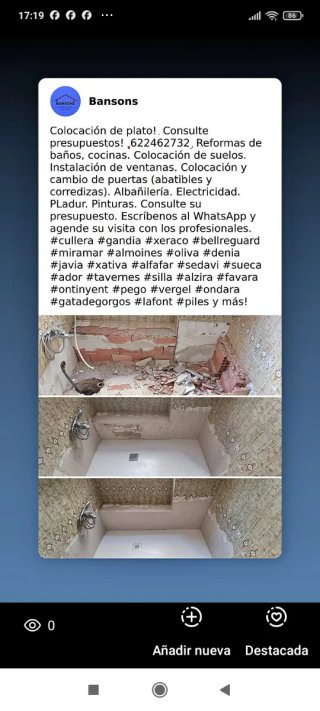 Colocación plato ducha, reforma de baño. Consulte!
