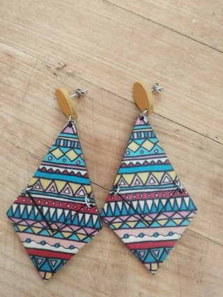 Lote pendientes madera diseño étnico
