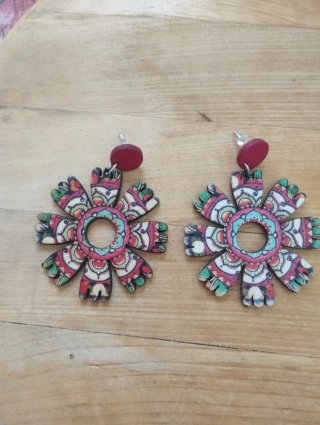 Lote pendientes madera diseño étnico