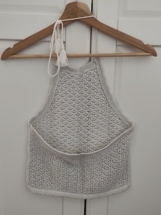 Top crop halter crochet blanco
