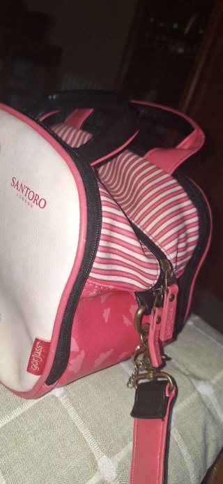 Bolso Neceser Santoro London Rosa y Blanco