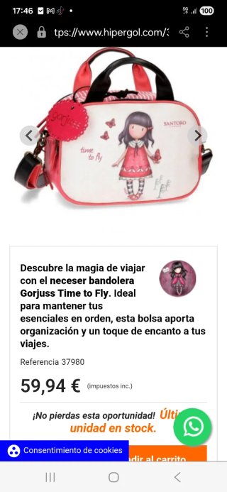 Bolso Neceser Santoro London Rosa y Blanco