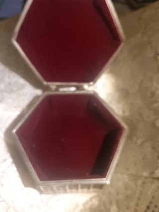 Caja joyero hexagonal lapislázuli y plateado