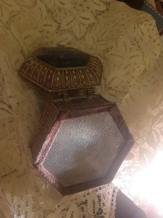 Caja joyero hexagonal lapislázuli y plateado