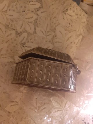 Caja joyero hexagonal lapislázuli y plateado