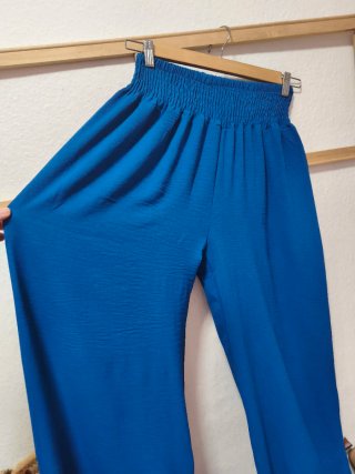 Pantalón azul fluido pierna ancha XXL
