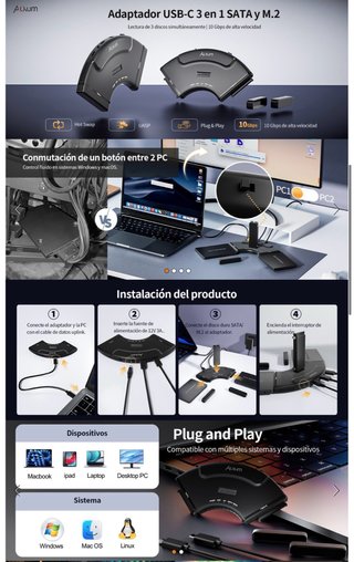NUEVO! Adaptador 3 en 1 M.2 SATA a USB