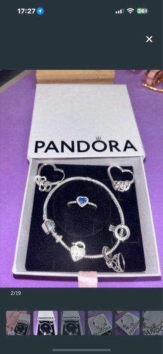 Conjunto Pandora Pulsera y Anillo Corazón