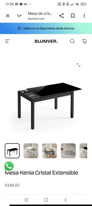 Mesa extensible cristal negra