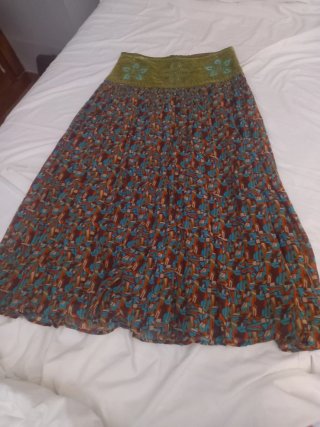 Falda L Gasa Seda Estampada
