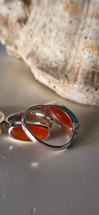 Anillo cornalina de plata Los apilables