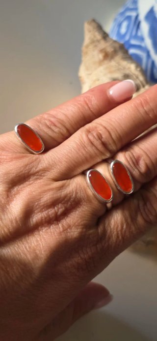 Anillo cornalina de plata Los apilables