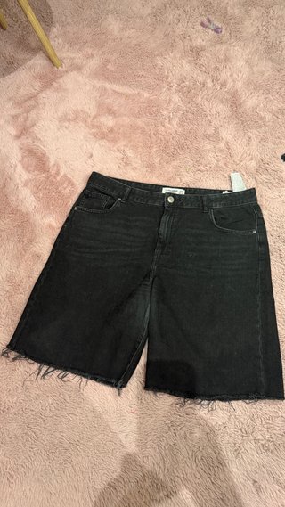 Pantalón corto vaquero negro XL pull&bear
