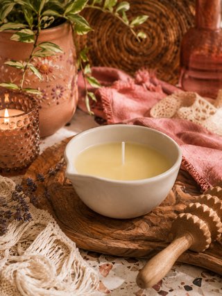 Vela de masaje de cerámica y madera