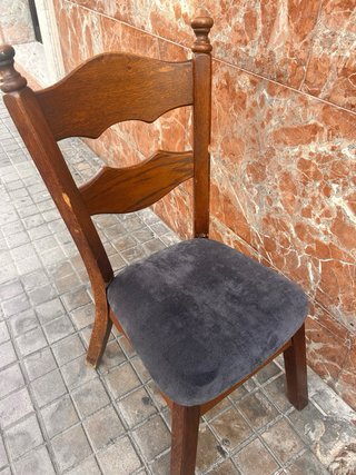 4 Sillas Madera y Terciopelo