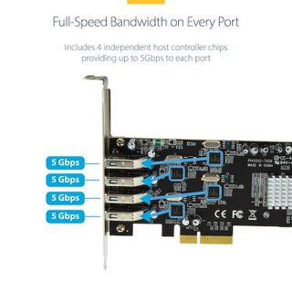 Tarjeta PCIe StarTech 4 Puertos USB 3.0 5Gbps