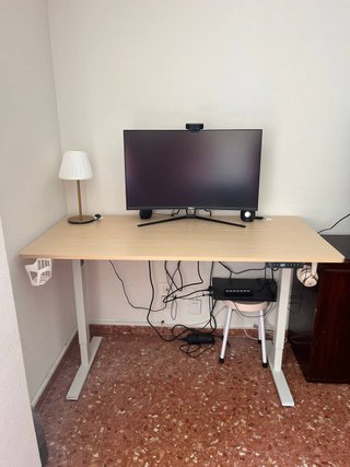 Scrivania elevabile elettrica in legno naturale 80x160 cm