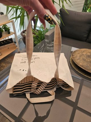 Bolso de playa rayas beige y negro