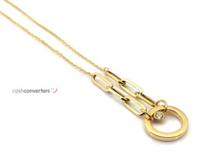 gargantilla oro 18k con piedra con circonita 22cm