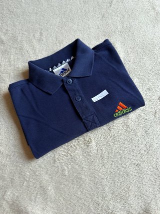 Polo Adidas Infantil Azul Marino Logo Bordado