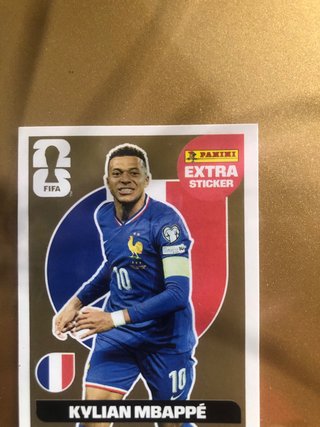 Cromo Mundial Mbappé Panini Extra Sticker gold